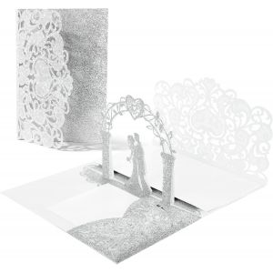Carte de Voeux 3D Pop-Up,Carte Mariage 3D avec Enveloppe Cartes Anniversaire Marriage Cartes Cadeau de F&eacute;licitations pour Couple Amoureux,Mari&eacute; Mari&eacute;e,la Saint-Valentin (Argent) - Neuf