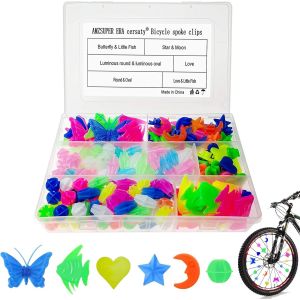 277 Pcs Perles D&eacute;coration V&eacute;lo, 10 Formes Rayon Velo Couleur Accessoires De D&eacute;coration De Bicyclette Pour Enfants Et Filles (M&eacute;lange De Couleurs) - Neuf