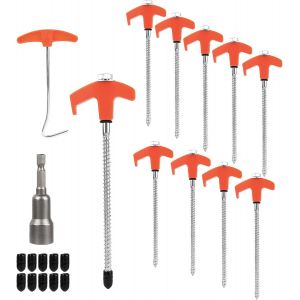 Eryi-10 Piquets De Tente En Acier, Sol Dur Piquets De Tente À Visser 20 Cm Avec Poignée En T Sardine Camping Pique De Sol Robustes Avec Filetage, Sardines De Fixation Ten Pour Le Camping Et L'extérie - Neuf