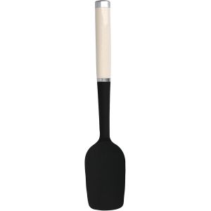 Kal-Spatule De Cuisine Plate En Silicone Et Inox, Tête Souple Résistante À La Chaleur - Couleur Blanc Amande - Neuf