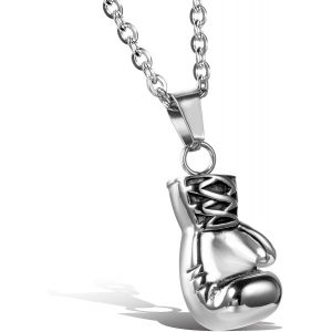 Collier Avec Pendentif Fantaisie En Forme De Gant De Boxe Pour Homme Et Femme, Style Rock Punk Et Motard, En Acier Inoxydable Argenté, Avec Pochette Cadeau, Idéal Pour La Fête Des Pères - Neuf