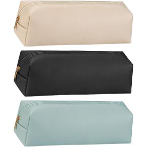 KAL-Sac De Rangement En Cuir 3 Pièces, Trousse À Crayons À La Mode Et Simple, Sac De Rangement Pour Pinceaux De Maquillage, Sac De Rangement Portable, Sac De Rangement Multifonctionnel - Neuf