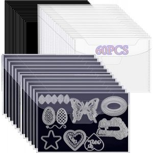 Lot De 60 Grands Sacs De Rangement Pour Timbres Et Matrices De D&eacute;coupe Avec Feuilles Magn&eacute;tiques En Caoutchouc-Feuilles Magn&eacute;tiques De 0,5 Mm D'&eacute;paisseur Pour Le Rangement Des Travaux Manuels - Neuf