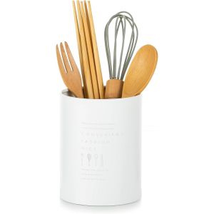 Support Couvert Pour Ustensiles De Cuisine : Égouttoir À Couverts Blanc Crème, Style Nordique Vintage, Vertical, En Acier Inoxydable Robuste Et Durable, Avec Surface Mate - Neuf