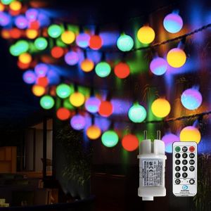 KALANKA-Guirlande Lumineuse Exterieure, Guirlande Lumineuse Noel avec Prise 100 LED 8 Modes avec Télécommande pour Chambre à Coucher, Intérieur, Jardin, Noël et Mariage (Multicolore) - Neuf