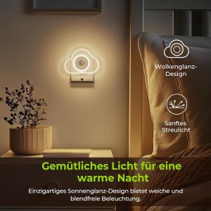 Kalanka-Nuage Veilleuse B&eacute;b&eacute;, Veilleuse Enfant Prise Electrique Avec Detecteur De Mouvement, Pack De 2 Lumi&egrave;re Blanche Chaude Led R&eacute;glable De 1 &Agrave; 50 Lm Pour Enfant, Chambre &Agrave; Coucher, Couloir, Cuisin - Neuf