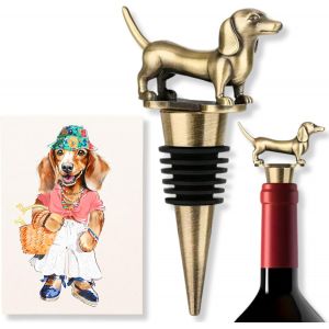 CHECARZHN--NO1-Bouchon À Vin En Forme De Teckel, Cadeau Pour Femme, Accessoire De Vin, Bouchon De Bouteille De Vin, Blaireau De Vin, Cadeau Pour Femme, Teckel Décoratif - Neuf