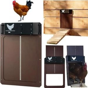 Porte De Poulailler Automatique Étanche Ip44 - Marron - Abs - Extérieur - Canard - Neuf