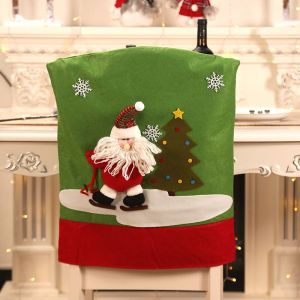 1 Jeu De Noël À Manger Chaise Couvre Le Dos Du Père Noël Bonhomme De Neige De Rennes De La Soirée De Noël, Décoration De Fête De Noël Costume De Santa Claus De Ski De Président De Couverture - Neuf