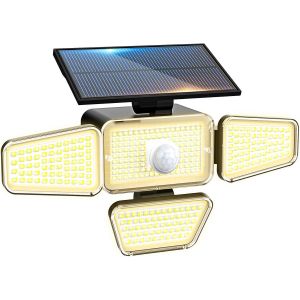 Lumiere Solaire Exterieur Detecteur De Mouvement 318led, [Lot De 1] 3 Modes Lampe Solaire, &Eacute;tanche Eclairage Solaires Pour Jardin Outdoor Garage Cour[Blanc Chaud] - Neuf