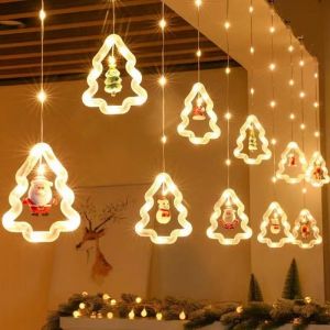 KAL-Guirlandes Lumineuse Fenêtre,Fenêtre Noël Lumière,Led De Noël À Suspendre Décoration, Lumières Led De Noël,Lustre Ventouse De Noël,Pour Chambre Jardinbalcon Intérieur Etextérieur - Neuf