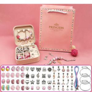 Coffret Cadeau De 3 Bracelets De Perles Faits Main Pour Enfants, Cadeau D'anniversaire Pour Fille De 6 À 12 Ans, Coffret Cadeau De Bijoux Créatifs, Rose - Neuf