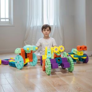 lbgwp60-Grands Blocs De Construction Pour Enfants 3 4 5 6 Ans, 77 Briques Géantes En Mousse Eva Souple Et Légère, Jeux De Construction Bebe, Jouet Stem Créatif, Jouet Éducatif À Emboîtement - Neuf