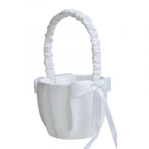 Panier De Demoiselle D'honneur Romantique En Satin Blanc Avec Noeud Papillon Pour C&eacute;r&eacute;monie De Mariage - Neuf