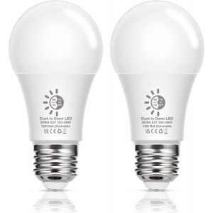 Ampoule Led Crepusculaire, Ampoule Led E27, 12w Équivalent Ampoule Incandescente 100w, Blanc Chaud 3000k 1100lm E27 Base Hélicoïdale, Non Dimmable, Pour Porche, Cuisine,Non Dimmable, Lot De 2 - Neuf