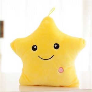 Oreiller Lumineux Coloré Mignon Étoile À Cinq Branches Amour Veilleuse Jeu De Poupée De Noël Scène Cadeau D'anniversaire Étoile Jaune À Cinq Branches 40*35cm-Lumineuse - Neuf