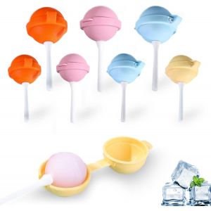 Eryi-8 Pièces Moule À Glace Silicone Pour Bâtonnets Glacés, Sans Bpa Avec Bâtonnets, Forme De Suçon Réutilisable Support Gace Enfant Pour Fruits/Yaourt - Neuf