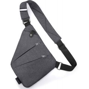 RFCBC-Sacoche Homme Bandouliere Sac de Voyage Antivol Femme avec Bandoulière Réglable Sac de Poitrine Homme avec 4 Poches Crossbody Sling Bag pour Randonnée, Vélo, Jogging - Neuf