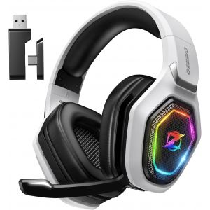 Casque Gaming Sans Fil Pour Pc Ps5 Ps4, 2.4ghz Audio Sans Perte, Usb & Type-C Casque De Jeu Ultra Stable Avec Microphone Flip, Casque Gamer Avec Batterie 40 Heures Pour Switch Laptop Mobile Mac - Neuf