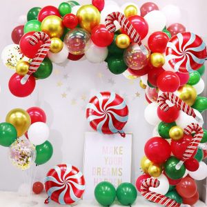 No&euml;l, Ballon Guirlande Arc Kit - Rouge-Vert-Or des Confettis, des Ballons avec des Bonbons Mylar Ballons pour No&euml;l, les Vacances, les Bonbons &agrave; Th&egrave;me, Baby shower, Anniversaire, soir&eacute;e de No&euml;l, D&eacute;co - Neuf