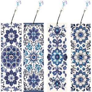 Ayuhr-Lot De 4 Marque-Pages De Peinture Diamant Bricolage Peinture Diamant Mandala Peinture Diamant Fleurs Diamant Peinture Marque-Page Mosaïque Peinture Diamant Art Broderie Point De Croix Images - Neuf