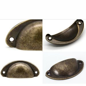 Pack de 20 à 65 mm Espacement des Trous de Style Vintage Tire de la Coupe de Boutons de Poignées Coquille de l'Oreille, Comme la Poignée de Boutons pour Armoire Tiroir de la Commode Bin Vert Bronze - Neuf