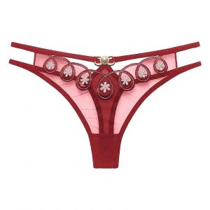 Femmes Transparent Mesh G-String Brodé Voir À Travers String Culottes Filles Hollow Out Ultra Thin Slips - Neuf
