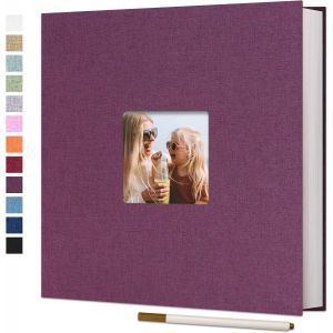 Grand Album Photo Adh&eacute;sif Scrapbooking 40 Pages Lin Reli&eacute; livre photo DIY Longueur 28 x Largeur 27 cm avec un Stylo M&eacute;tallique.[P75] - Neuf