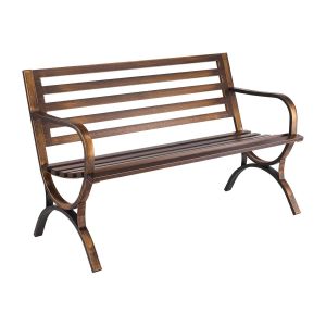 Ulteronixshop-Banc De Jardin, 127 Cm, Banquette D'ext&eacute;rieur En Acier Carbone Avec Dossier &Agrave; Lattes Et Accoudoirs &Agrave; Bords Arrondis, Banc Ext&eacute;rieur R&eacute;sistant Aux Intemp&eacute;ries Pour Terrasse, Parc, Bronze - Neuf