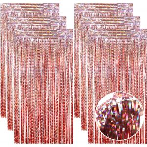 6 Pièces Rideau Métallique de Frange Or Rose,1 x 2 m Frange pour La Décoration,Rideaux à Franges en Feuille pour Décoration de Mariage,Remise de Diplôme,Anniversaire,Noël,Vacances - Neuf