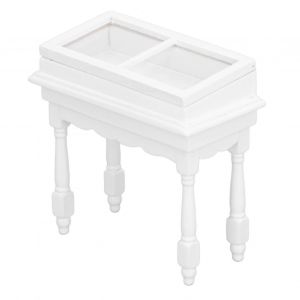 Vitrine miniature de maison de poupée avec couvercle rabattable Armoire de meubles de maison de poupée compacte polyvalente en bois pour maisons de poupées 1/12 blanc A-B - Neuf