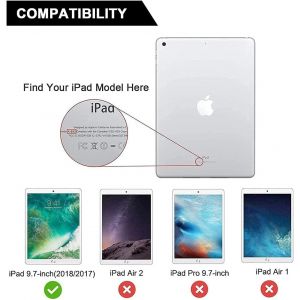 Coque Pour Ipad 6è Gén 2018 / Ipad 5è Gén 2017 9.7""+Protection D'écran, Étui Robuste Antichoc, Support Rotatif, Bandoulière Et Bandoulière À Main, Protection Housse Pour Ipad 6è/5è 9.7"", Noir - Neuf