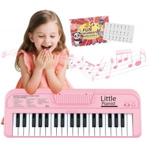 Enfants Piano Clavier Norkbeng 37 Touches Portable Jouets Clavier Jouet Musical Noël Anniversaire Cadeau pour Tout-Petits 3 4 5 6 Ans Filles Garçons Débutant Rose - Neuf