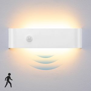 Applique Detecteur De Mouvement Led Applique Murale Int&eacute;rieure16w Blanc Chaud 3000k Lampe Murale Interieur Sans Fil Aluminium Luminaire Chambre Salon Couloir Escalier H&ocirc;tel Entr&eacute;e Enfant - Neuf