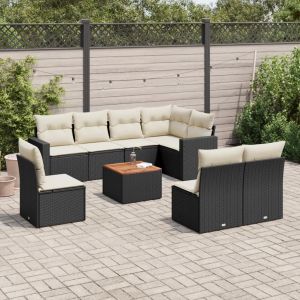 Prolenta Premium - Salon De Jardin 9 Pcs Avec Coussins Noir R&eacute;sine Tress&eacute;e - Neuf