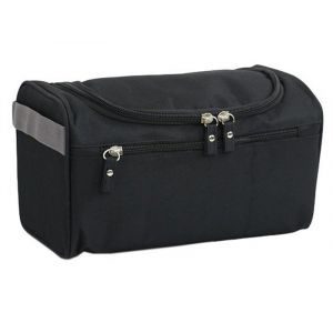 Trousse de toilette de voyage en tissu Oxford noir, 25 x 13 x 14 cm - Neuf