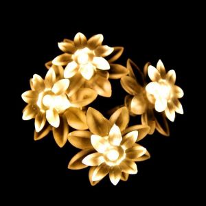 KAL-Guirlande Lumineuse De Fleurs De Lotus En Pvc Avec Boîte À Prise Usb Pour Noël, Fête, Mariage, Terrasse, Jardin Décoration (3M/20Led, Alimenté Par Usb) - Neuf