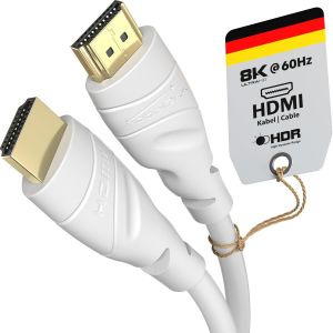 Câble HDMI 4K & 8K-3 m-disponible en 0,15-22,5 m-pour chaque appareil HDMI (4K@120Hz & 8K@60Hz,HDMI 2.0,High Speed avec Ethernet,Blu-ray,PS5/Xbox Series/Switch,blanc) - Neuf