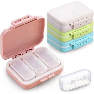 4 Pack De Voyage Pilule Boîte De 3 Compartiment Étanche À L'humidité Petite Portable Quotidienne Boîte À Pilules De Poche De Sac À Main En Forme De Boîte À Pilules Mignon Pilules Titulaire Pour Les Femmes, Les Filles - Neuf