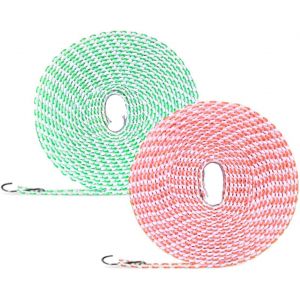 Lot De 2 Cordes À Linge Réglables Pour L'extérieurcorde À Linge Coupe-Vent Avec Crochetspour Intérieur Et Extérieuridéal Pour Le Camping (5 M) - Neuf