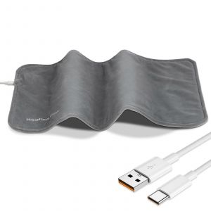 Coussin Chauffant Portable Usb 5v, Couverture De Voyage Lavable En Graphène 30x60cm Pour Le Dos, La Nuque, Les Épaules, Les Mains Et Les Pieds, Gris - Neuf