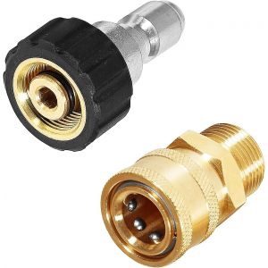Raccord Rapide Laveuse Haute Pression, Adaptateur M22-14mm Femelle a 1/4 Pouce et M22-14mm Male a 1/4 Pouce, 4000 PSI - Neuf