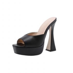 14cm Super Haut Talon Sandales Pour Femmes, Semelle &Eacute;paisse Open Toe Discoth&egrave;que Partie Chaussures, Noir, Taille 37 De L'ue - Neuf