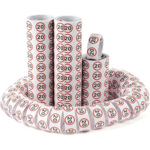 Decoration anniversaire 20 ans serpentins panneau de signalisation rouge/blanc - D&iquest;&iquest;coration e pour un 20 ans anniversaire homme et femme - Neuf