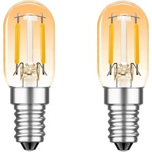 Kal-Ampoule E14 Led,Ampoule Frigo 1.5w,150lm,2700k Blanc Chaud,Remplace 15w,Pour Réfrigérateur Sel Lampe De Cuisinière Hotte Lustre Veilleuse,Ambre,Lot De 2 - Neuf