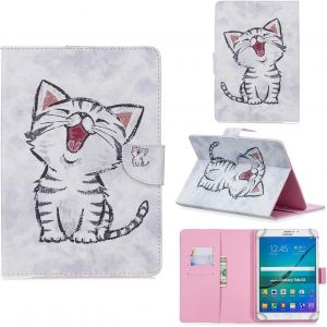 Coque Pour 9-10.1"" Tablette, Flip Étui Housse De Protection Pour Huawei Mediapad T3 T5/M5 Lite 10, Galaxy Tab A 10.1/Tab E 9.6"", Ipad 9.7 2018, Asus Zenpad 10, Lenovo Tab 4 X304f/Tab X103f, Chat - Neuf