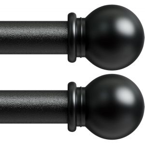 Lot de 2 tringles à rideaux réglables de 1,6 cm avec embouts décoratifs pour chambre à coucher,salon,facile à installer-71,1 à 157,5 cm-Noir - Neuf