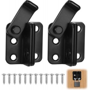 ChenQuanSarl-Lot De 2 Verrous De Porte D'Extérieur 2 En 1 En Acier Inoxydable Avec Ouverture À Gauche Pour Porte De Jardin - Verrou De Sécurité Pour Fenêtre, Portail, Clôture - Noir - Neuf