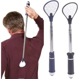 Kal-2 Pièces Gratte Dos Télescopique, Longueur Extensible 27-61cm, Grattoir Dos Avec Perles De Massage Magnétiques, Main Pour Gratter Le Dos Avec Grande Surface De Grattage(Noir Violet) - Neuf