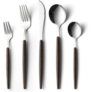 20 Pièces De Couverts En Acier Inoxydable En Plastique Set De Vaisselle Set De Couverts, Y Compris Les Couteaux Fourchettes Cuillères Service Pour Quatre Personnes D'argent(4 Ensembles) - Neuf